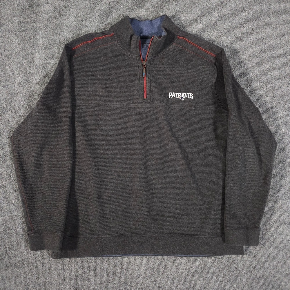 New England Patriots 1/4 Zip Pullover Blue Mens L Tommy Bahama NFL Reversible